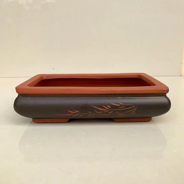 Chậu Chữ Nhật Bo Góc Trồng Cây Mini bonsai tiểu cảnh - Chậu Trồng Cây Gốm Đỏ đen Bát Tràng Loại 1