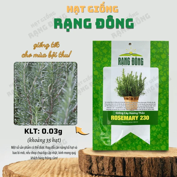 Hạt giống Cây Hương Thảo Rosemary 230 (0,03g~35 hạt) dùng làm gia vị, đuổi muỗi tự nhiên - Hạt giống Rạng Đông | F23