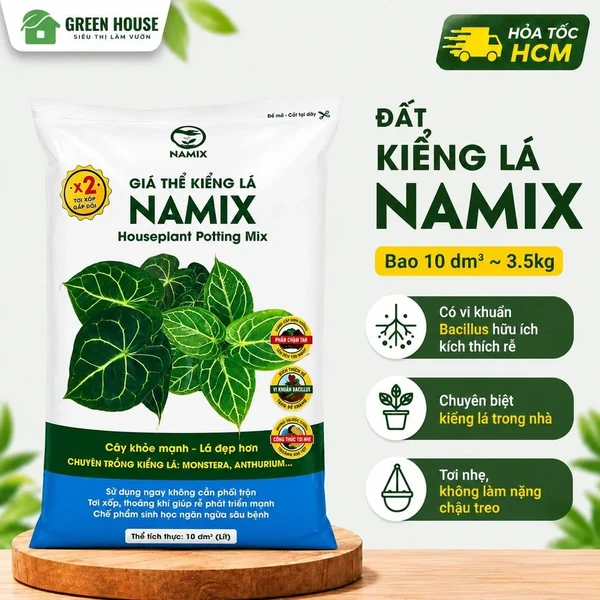 Giá Thể Trồng Kiểng Lá NAMIX Bao 10dm ~ 3,5kg | Ngừa sùng đất, cho cây kiểng lá, cây trong nhà | Green House