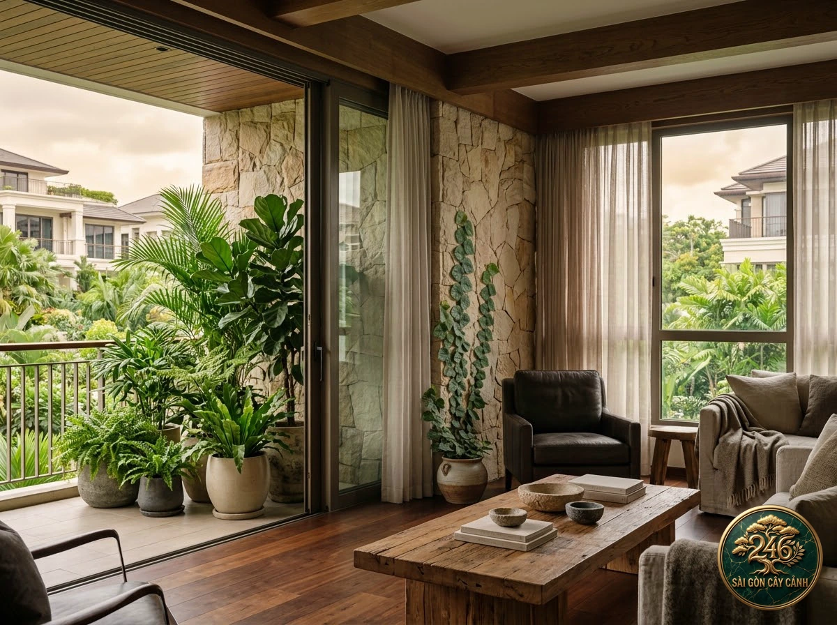 Ứng dụng bố trí Trầu bà áp tường (Monstera dubia) trong không gian sống hiện đại