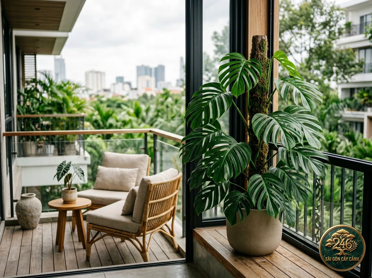 Ứng dụng bố trí Trầu bà xẻ sâu (Monstera pinnatipartita) trong không gian sống hiện đại