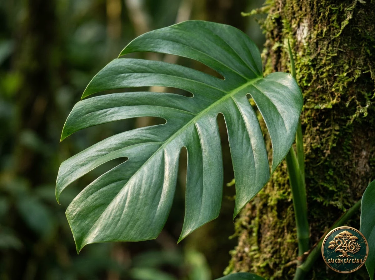 Ảnh chi tiết Trầu bà cành dài Monstera spruceana: đặc điểm nhận diện hình thái học lá và thân