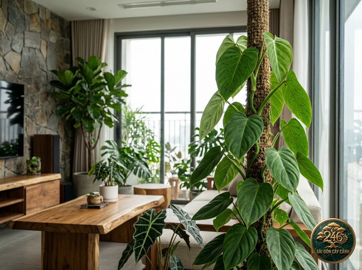 Interior living-space placement of Green-spotted philodendron (Philodendron microstictum)