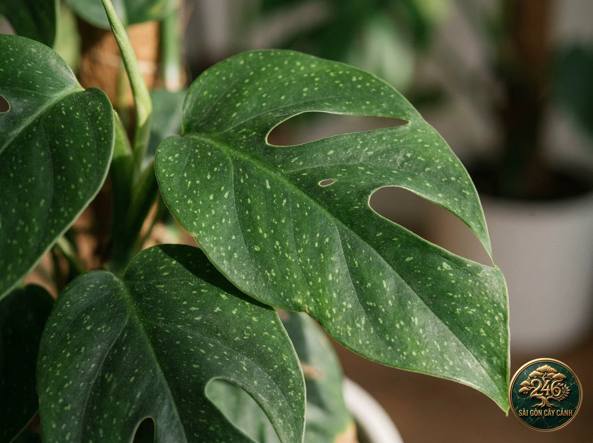Ảnh chi tiết Trầu bà ngọc bích Philodendron microstictum: đặc điểm nhận diện hình thái học lá và thân