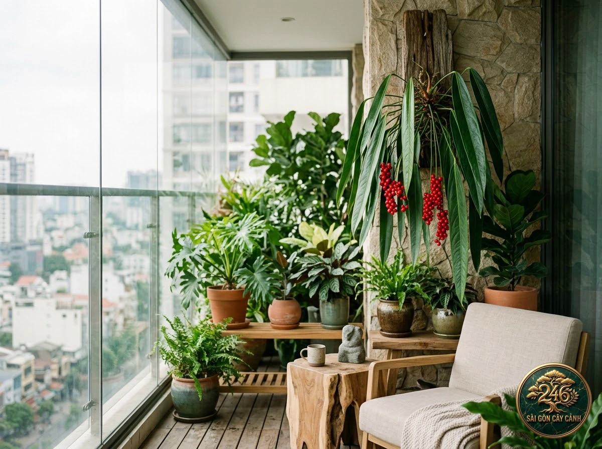 Ứng dụng bố trí Hồng môn trái đỏ (Anthurium gracile) trong không gian sống hiện đại
