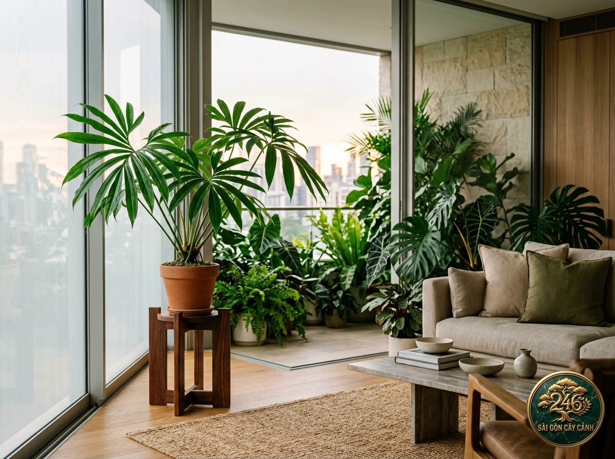 Interior living-space placement of Palm-leaf anthurium (Anthurium polyschistum)