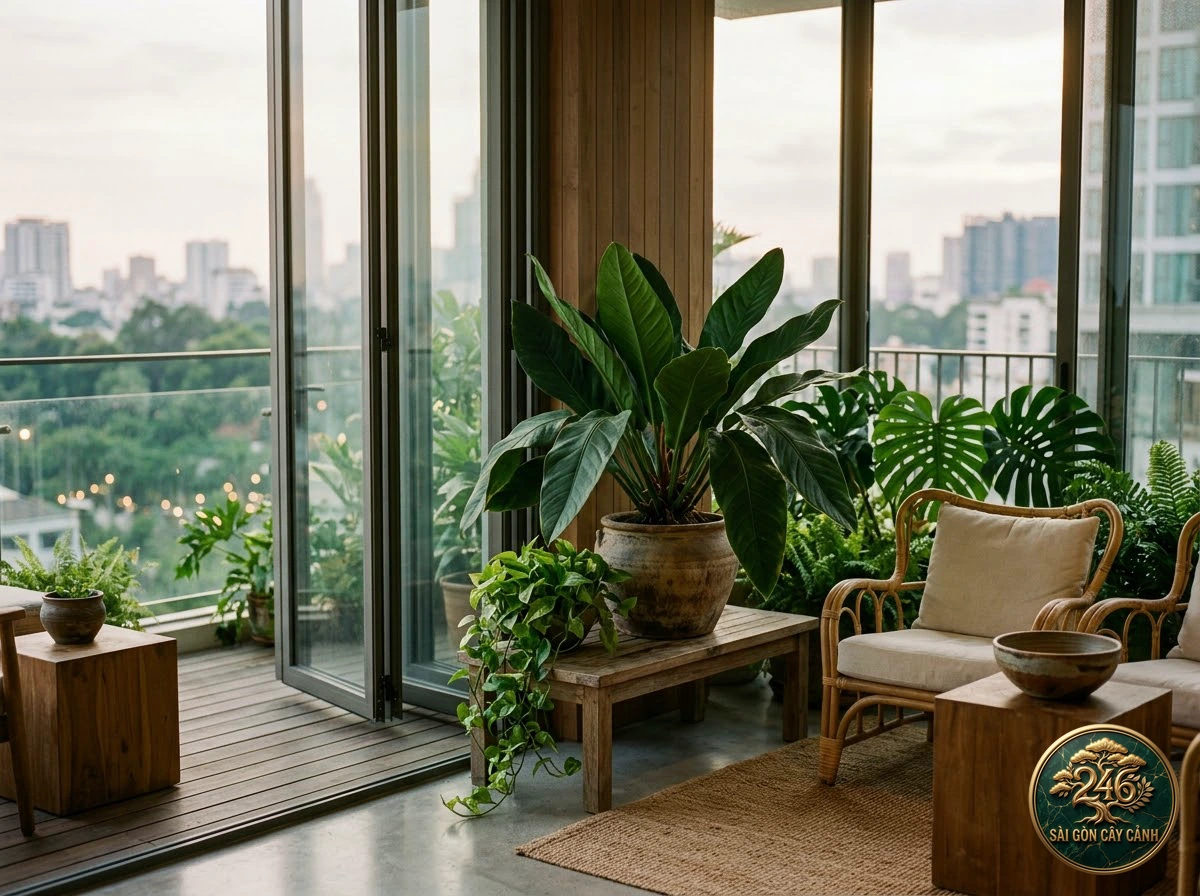 Interior living-space placement of Leathery anthurium (Anthurium coriaceum)