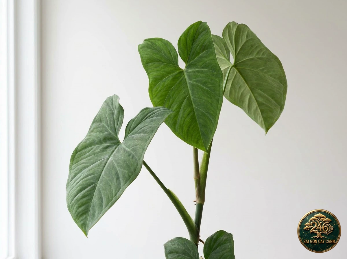 Ảnh chi tiết Tróc bạc lá bóng cao su Syngonium chiapense: đặc điểm nhận diện hình thái học lá và thân