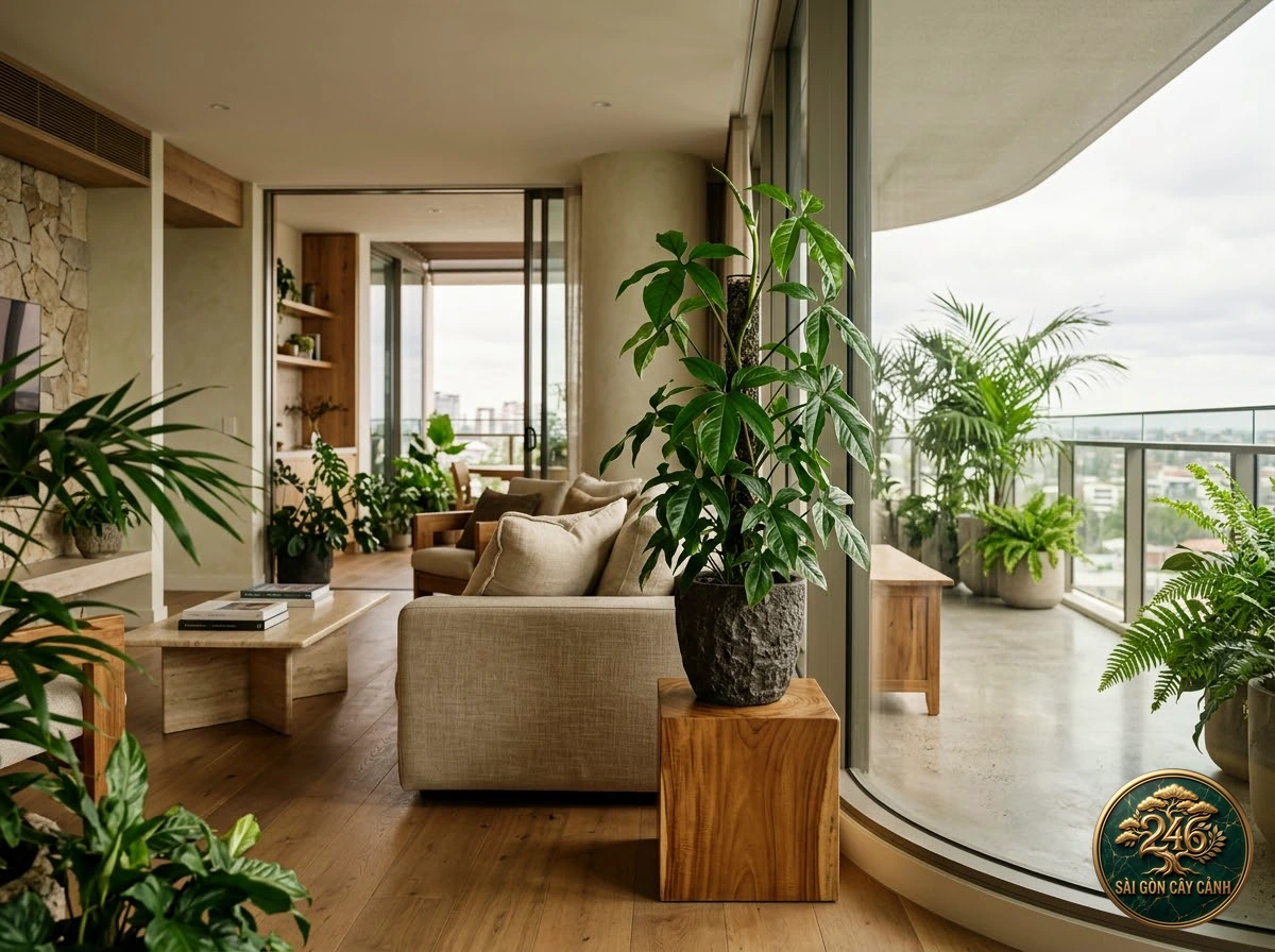 Interior living-space placement of Five-fingered syngonium (Syngonium auritum)