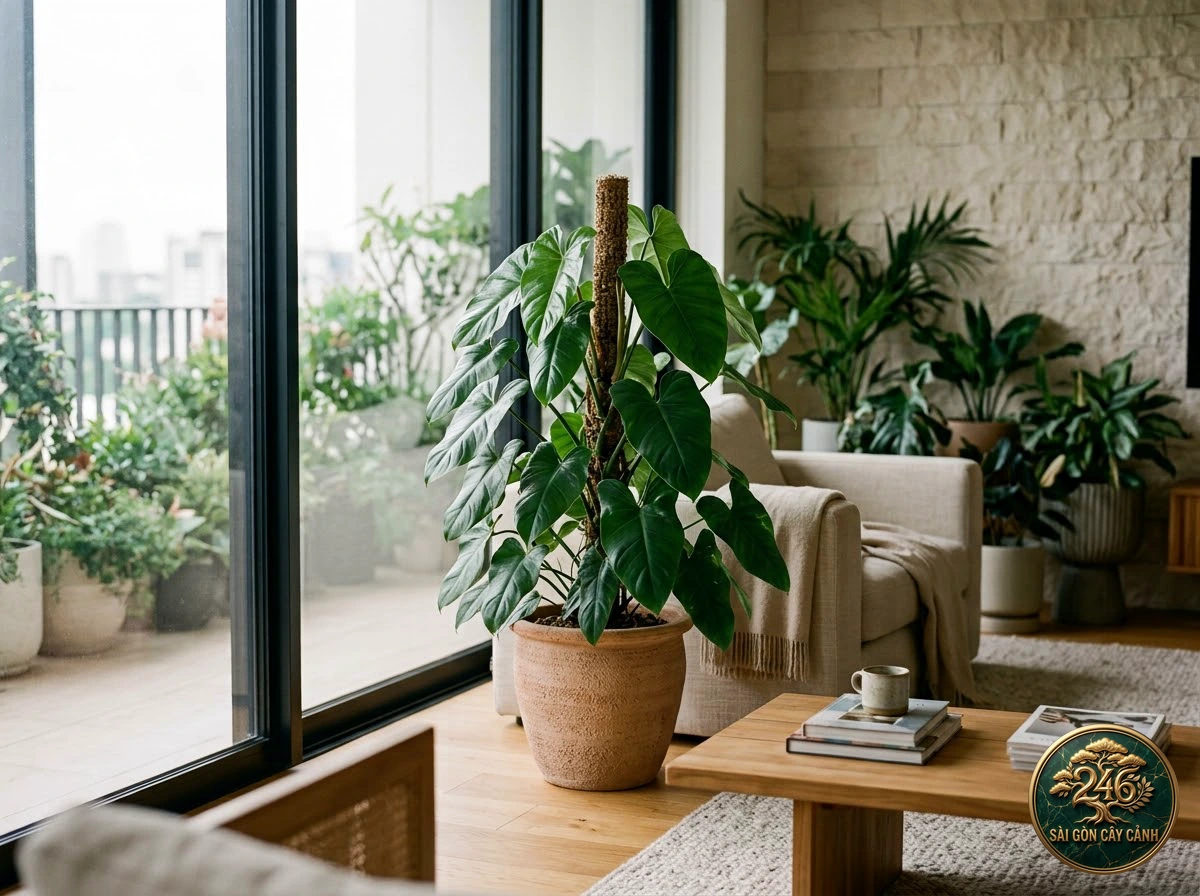 Interior living-space placement of Amplissimum pothos (Epipremnum amplissimum)