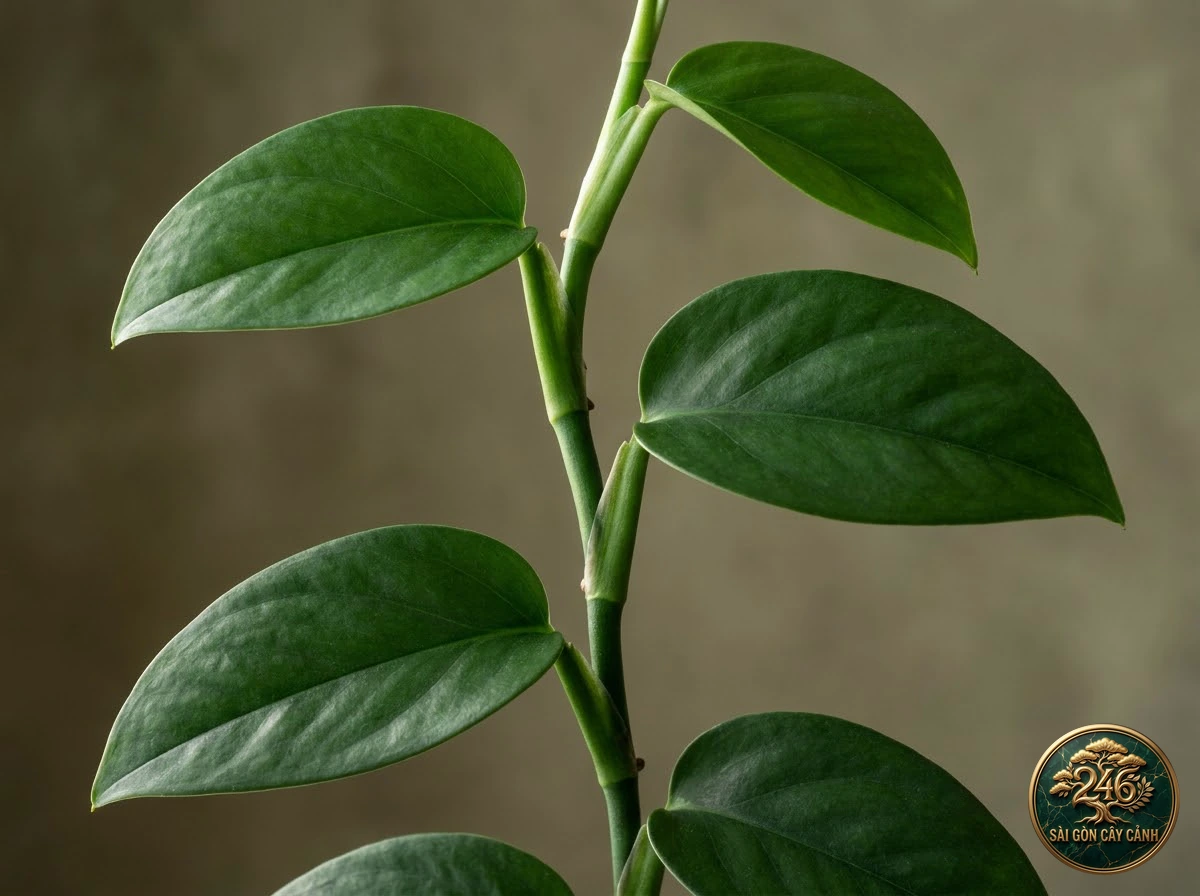 Ảnh chi tiết Trầu bà thảo dược Scindapsus officinalis: đặc điểm nhận diện hình thái học lá và thân