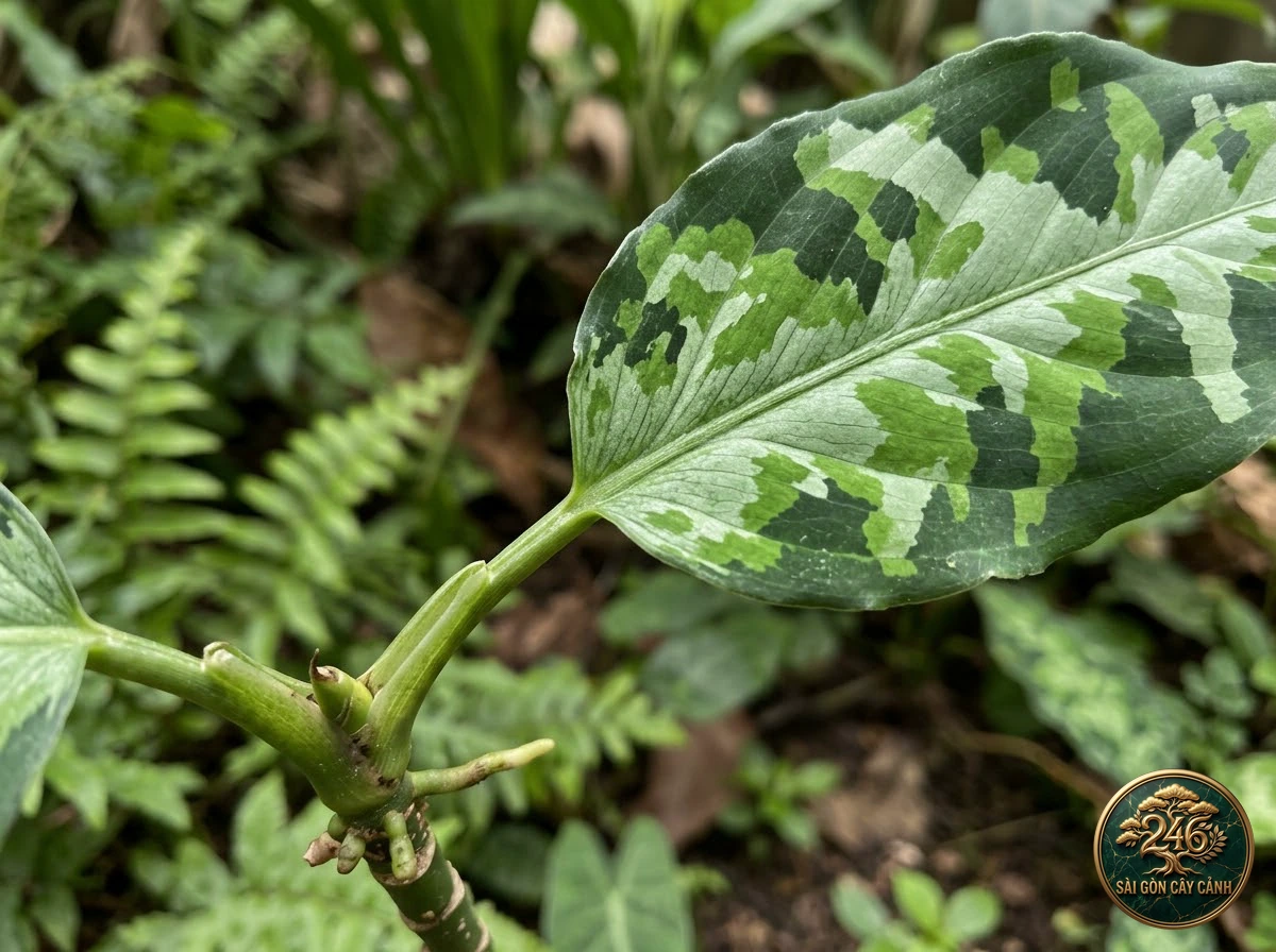 Camouflage plant (Aglaonema pictum): morphological identification