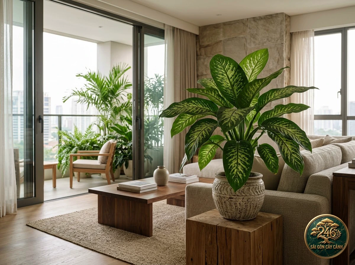 Dumb cane (Dieffenbachia seguine): interior living-space styling