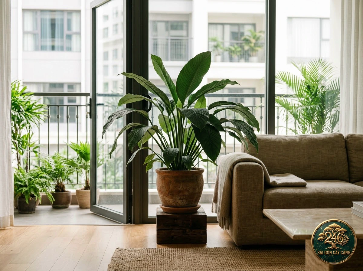Woodland peace lily: in a living space