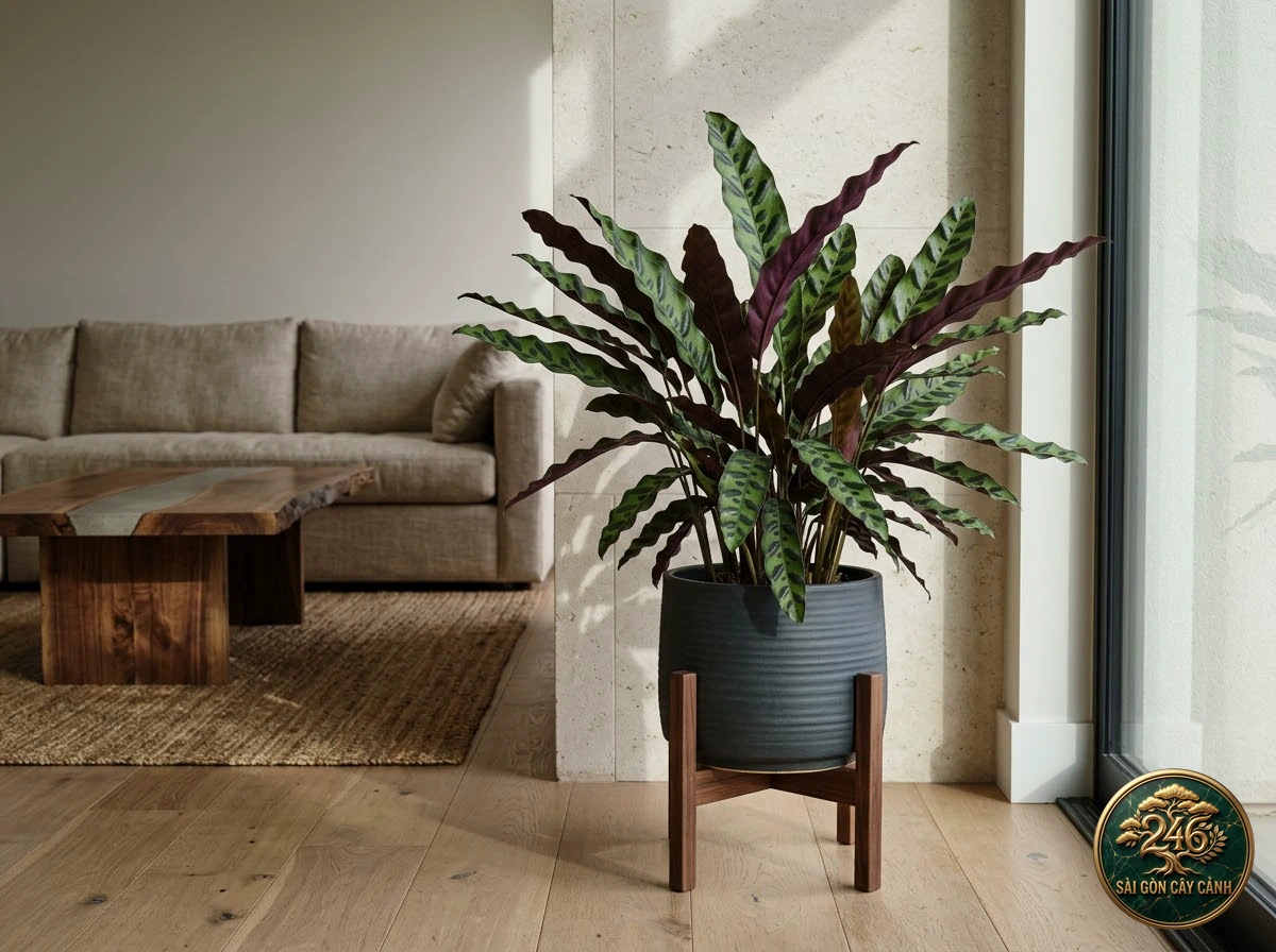 Rattlesnake plant: in a living space