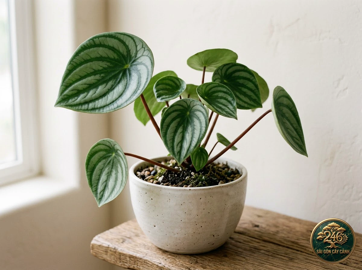 Hình ảnh hồ sơ Cây trường sinh dưa hấu (Peperomia argyreia)