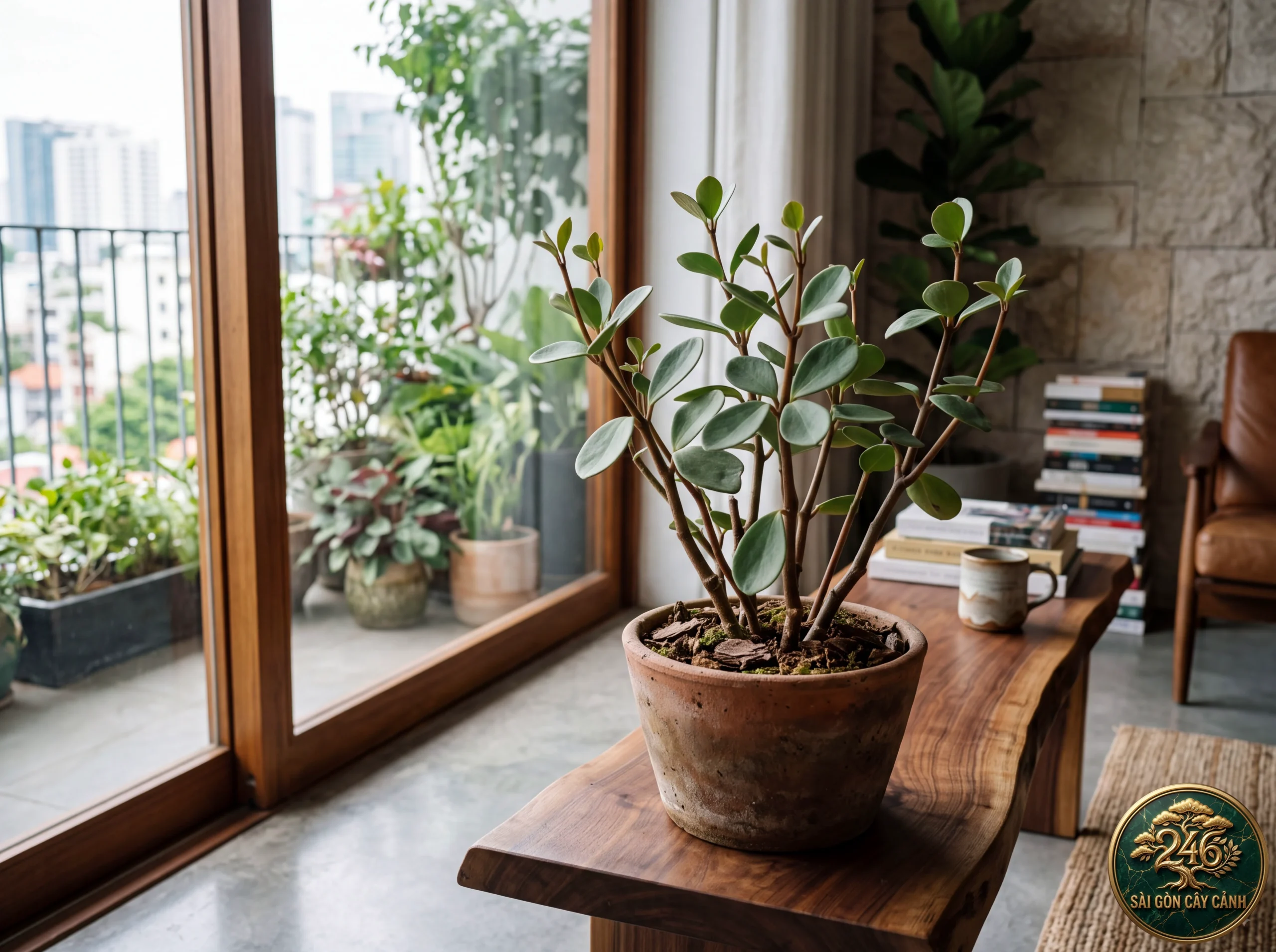 Acorn peperomia (Peperomia tetraphylla): in a living space