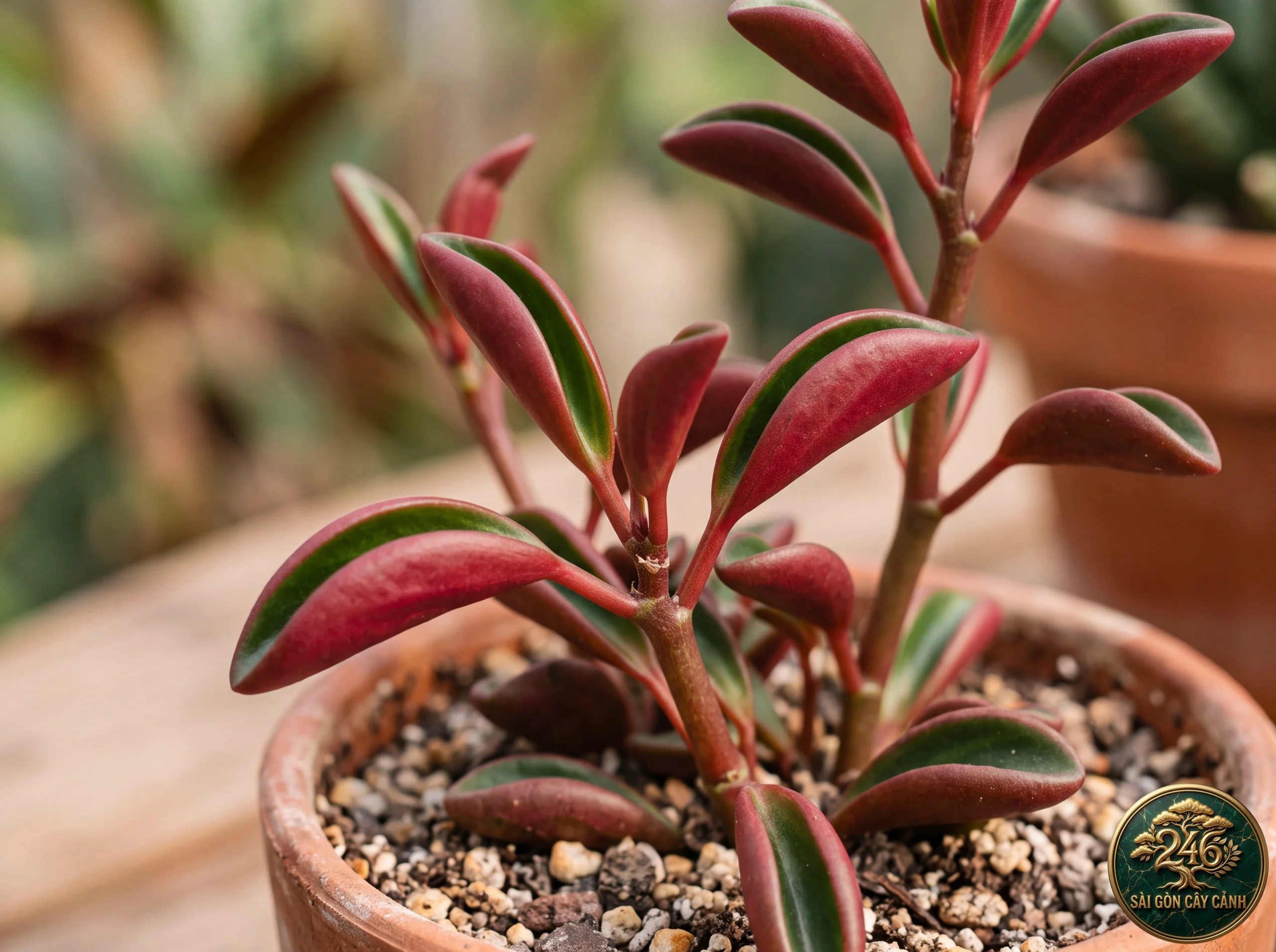 Đặc điểm nhận diện Cây trường sinh lá đỏ ruby (Peperomia graveolens)