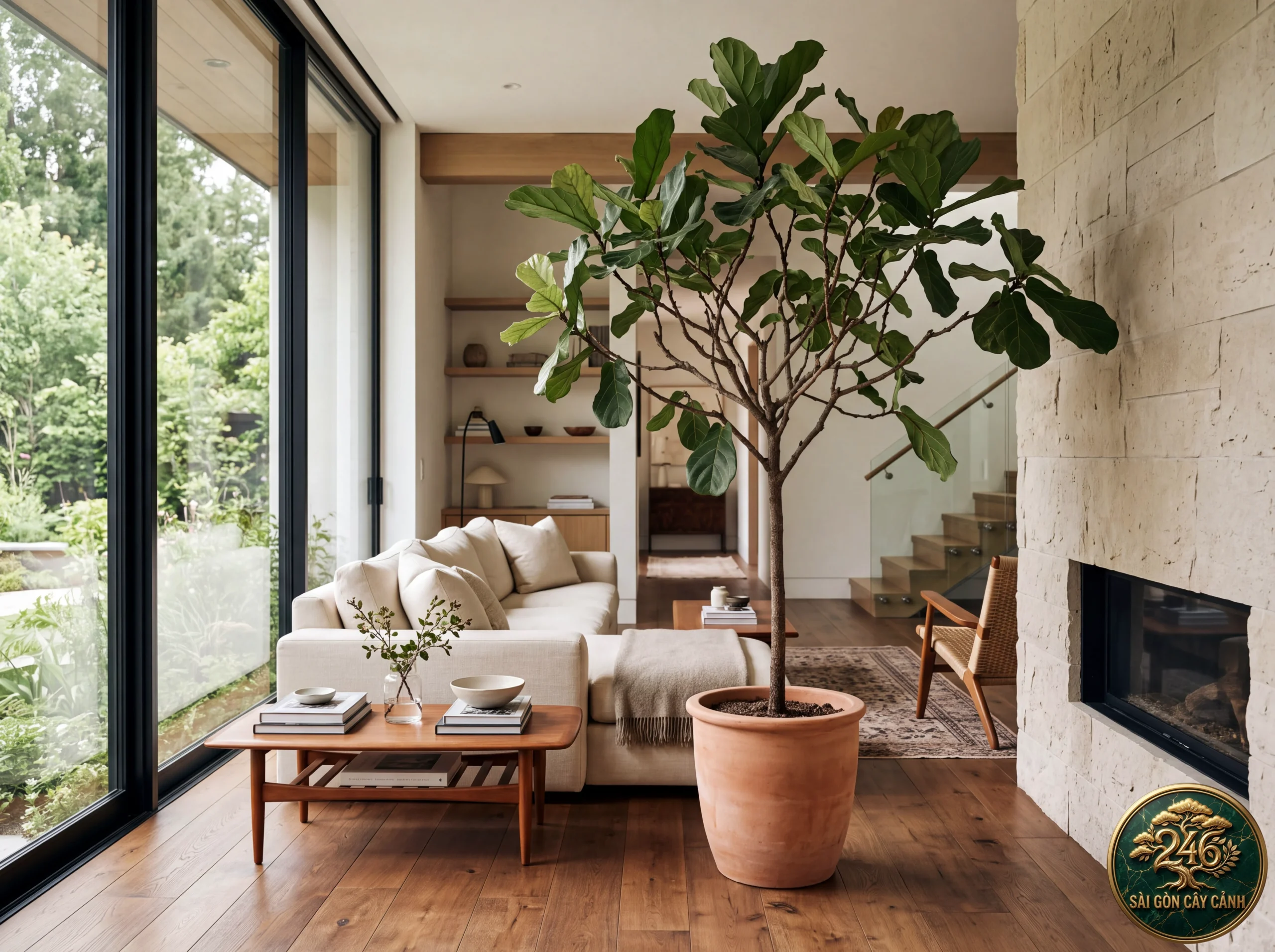 Fiddle-leaf fig (Ficus lyrata): in a living space