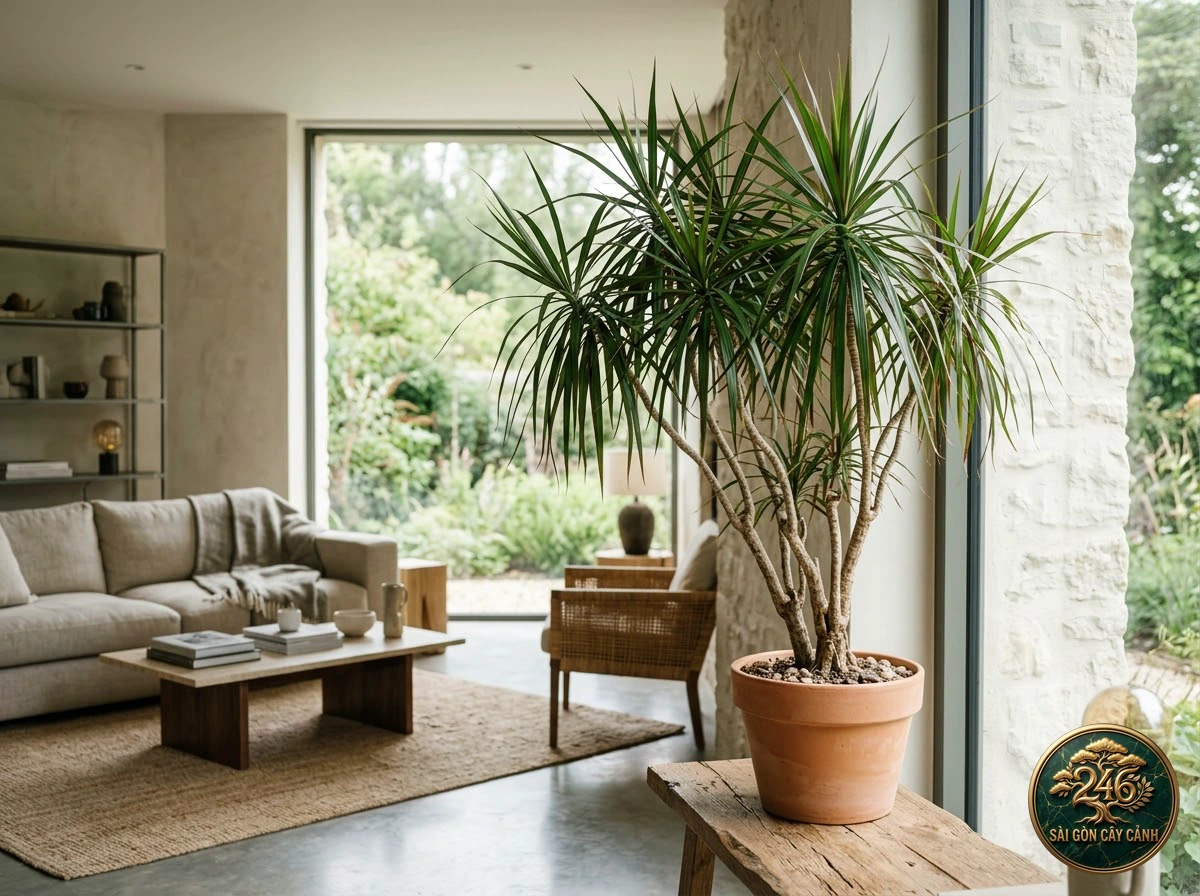 Dragon tree (Dracaena marginata): in a living space