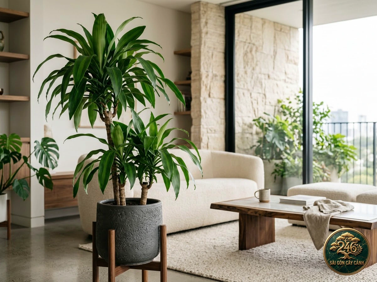 Cornstalk dracaena (Dracaena fragrans): in a living space