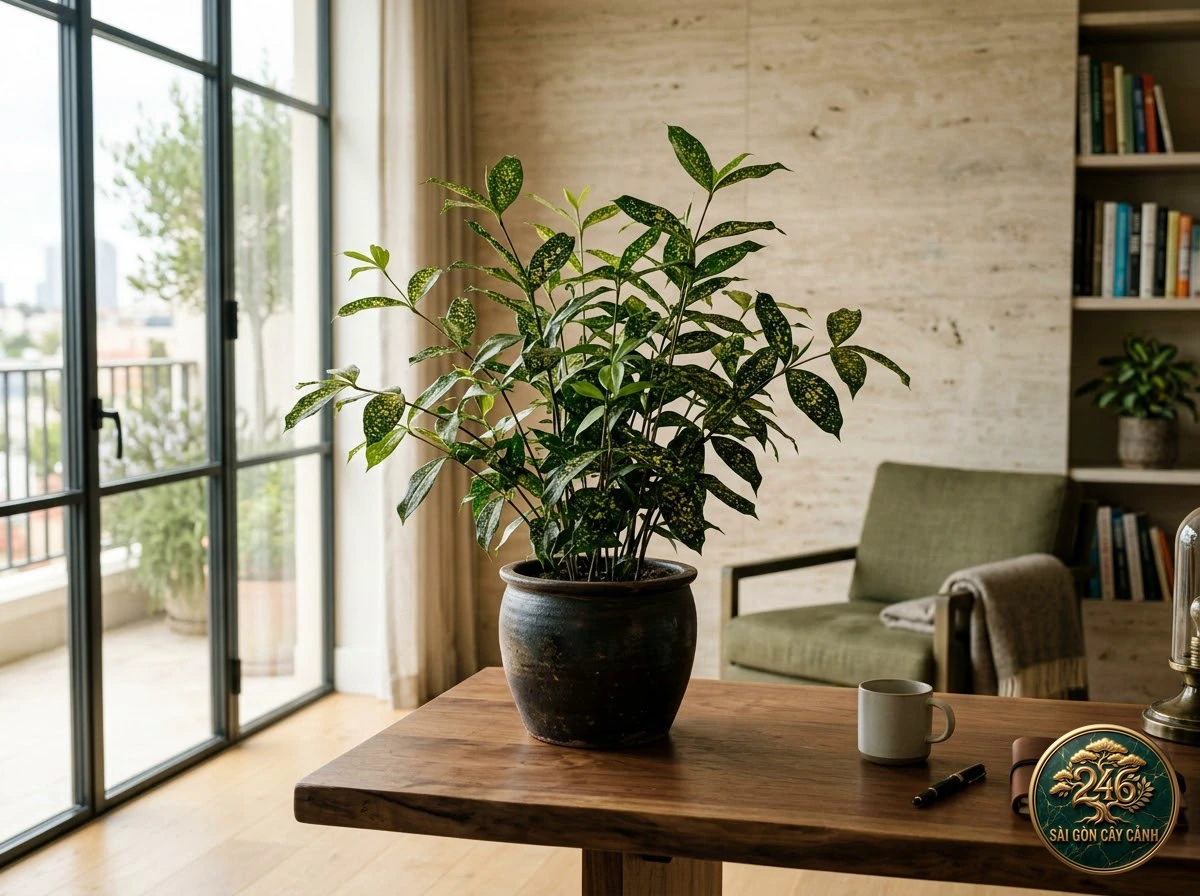 Cây trúc nhật đốm sao vàng (Dracaena surculosa): bo tri trong khong gian song