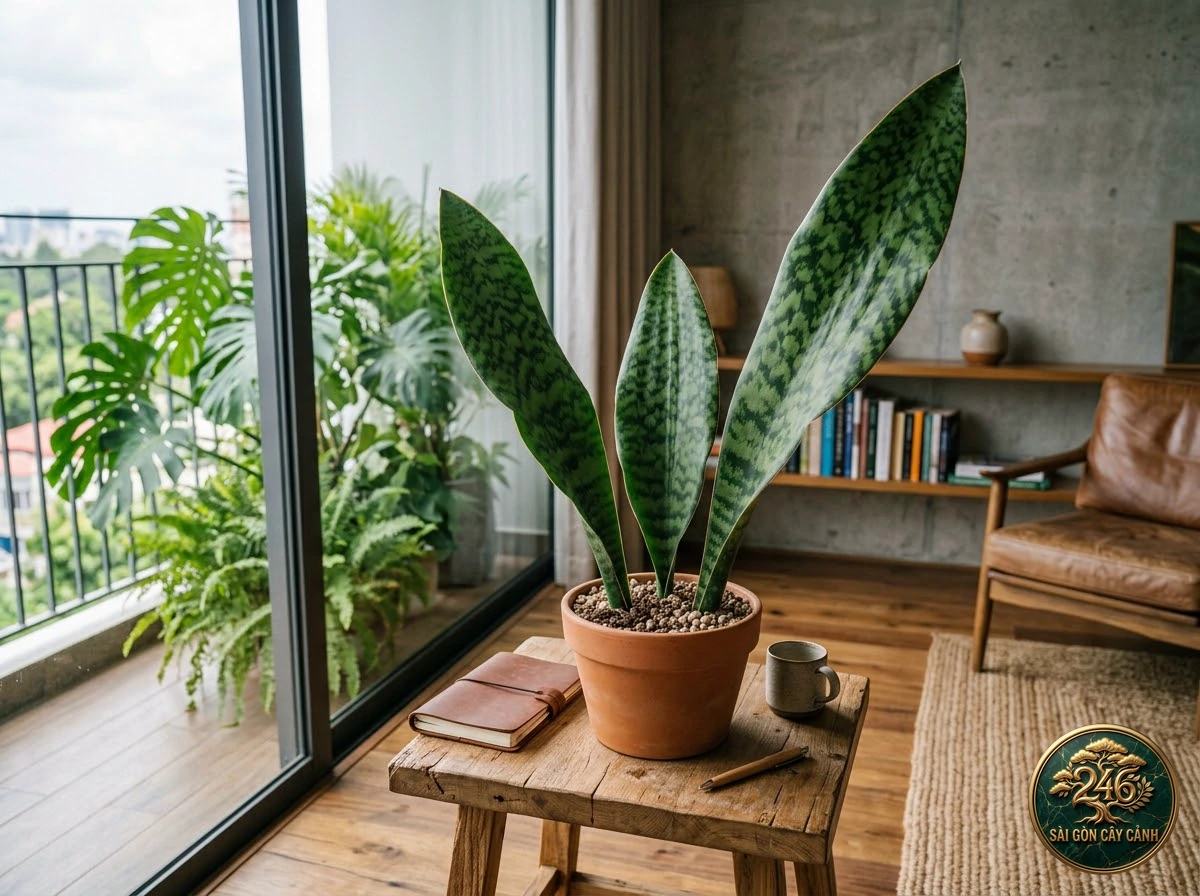 Whale fin sansevieria (Dracaena pethera): in a living space