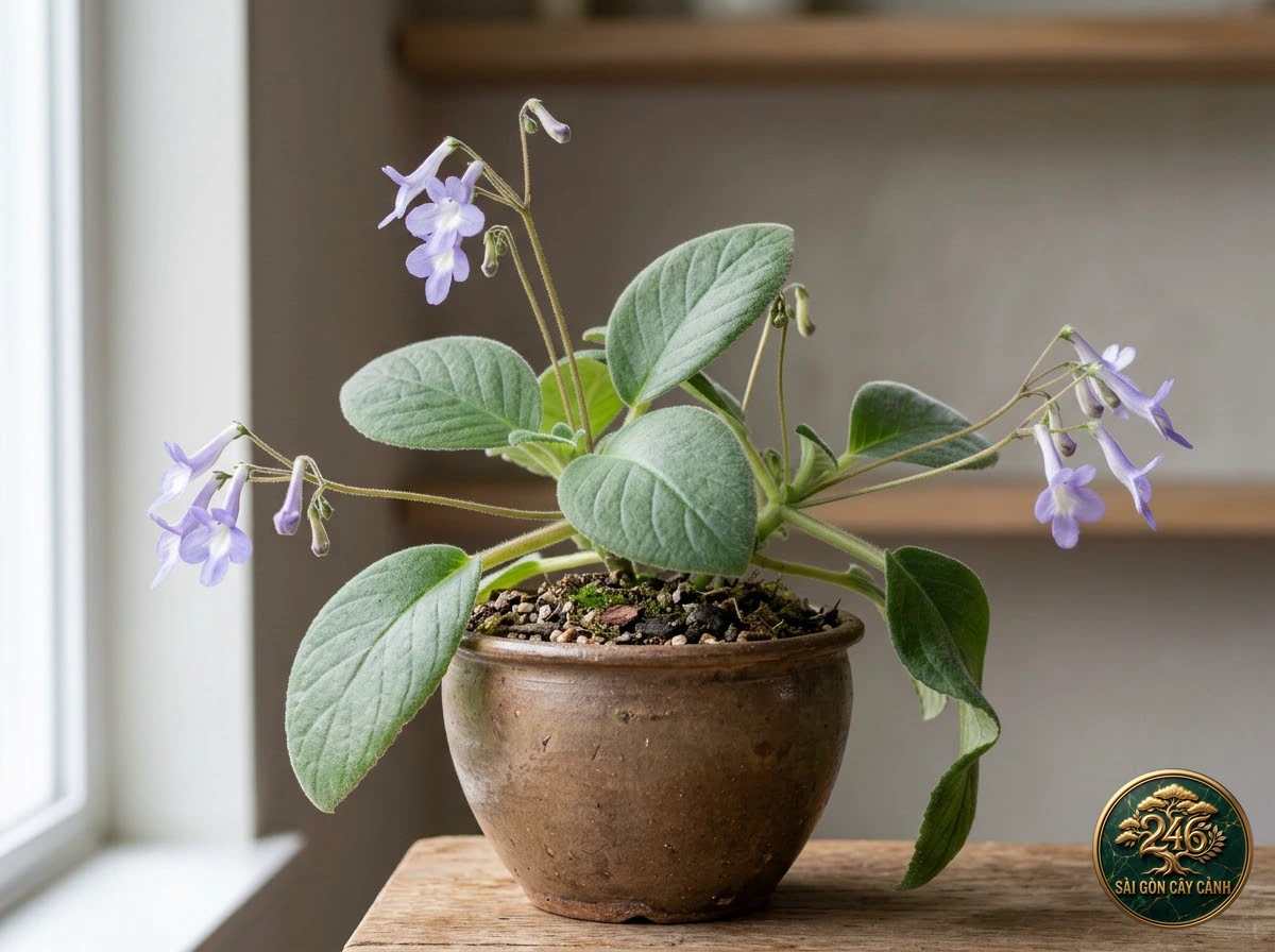 Cây hoa chuông đá tím (Streptocarpus saxorum): dac diem nhan dien