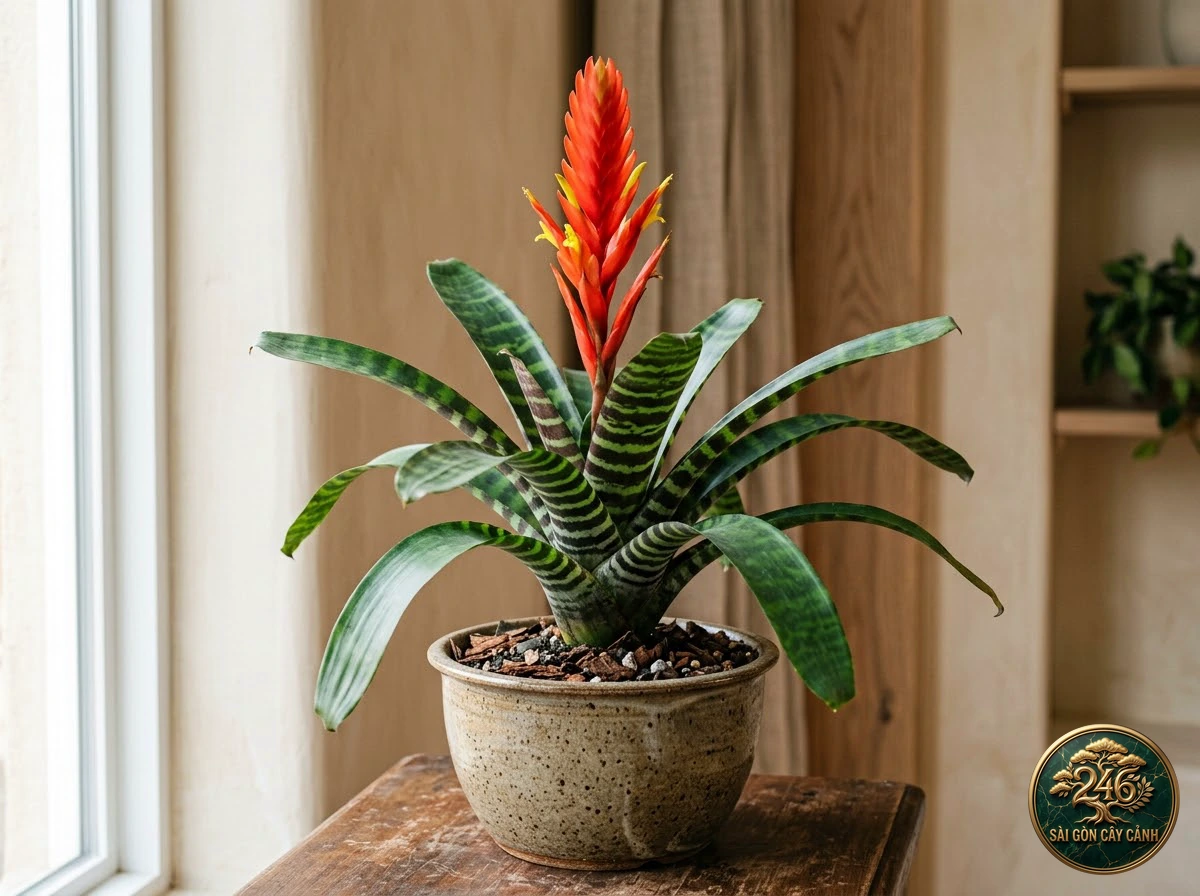 Cây kiếm lửa vằn hổ (Vriesea splendens): dac diem nhan dien