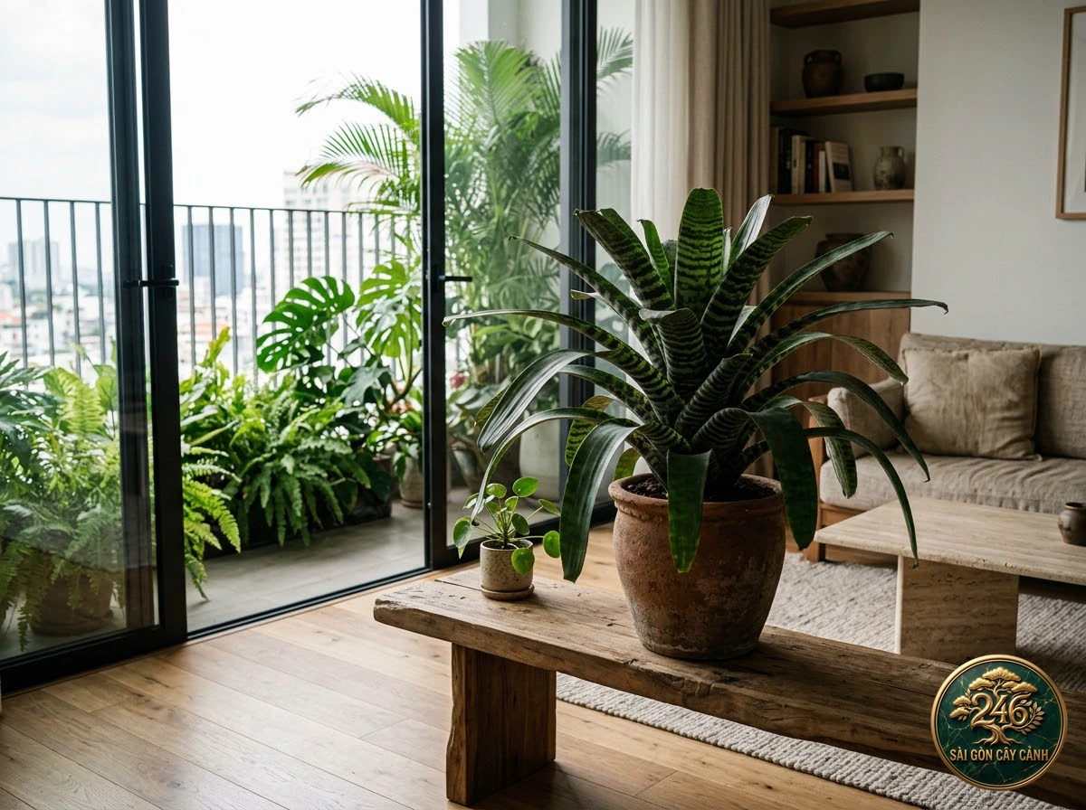King of bromeliads (Vriesea hieroglyphica): in a living space
