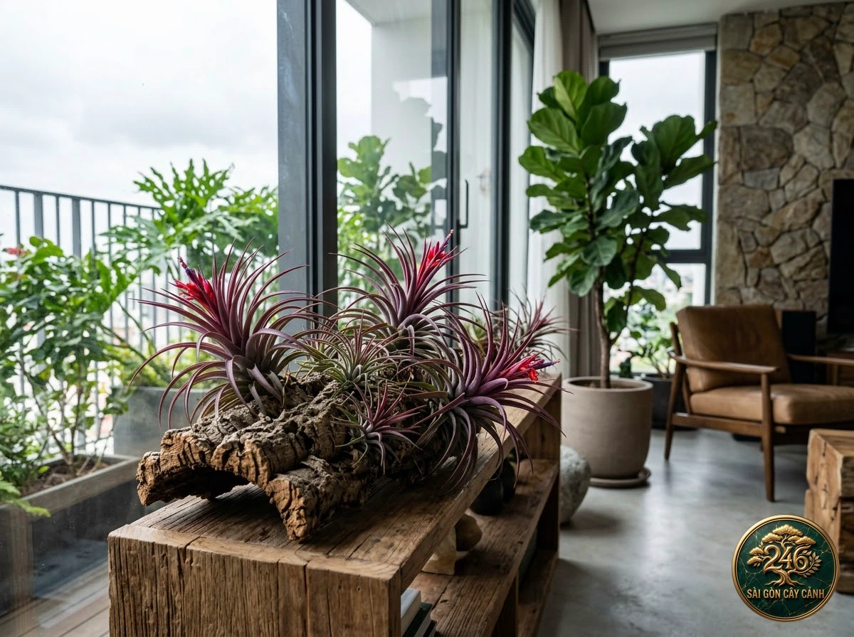Sky plant ionantha (Tillandsia ionantha): in a living space