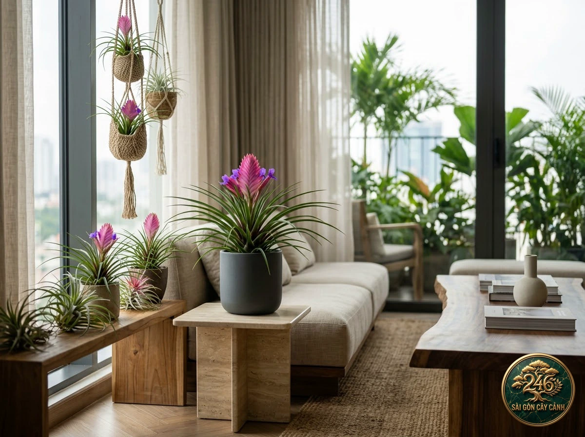 Pink quill (Tillandsia cyanea): interior living-space styling