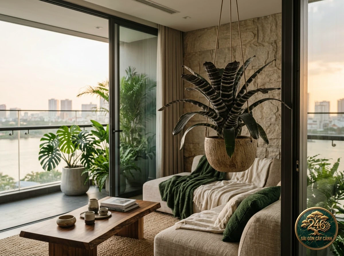 Amazonian zebra plant (Aechmea chantinii): interior living-space styling