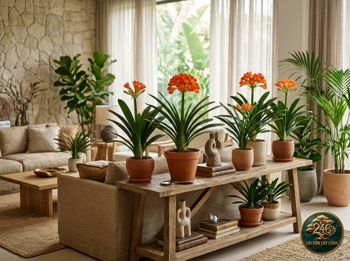 Bush lily (Clivia miniata): interior living-space styling