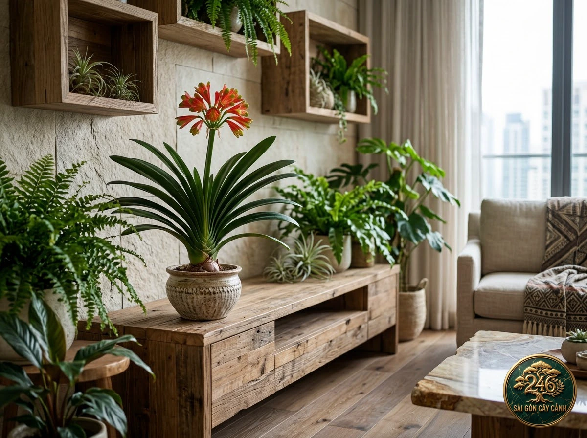 Green-tip clivia (Clivia nobilis): interior living-space styling