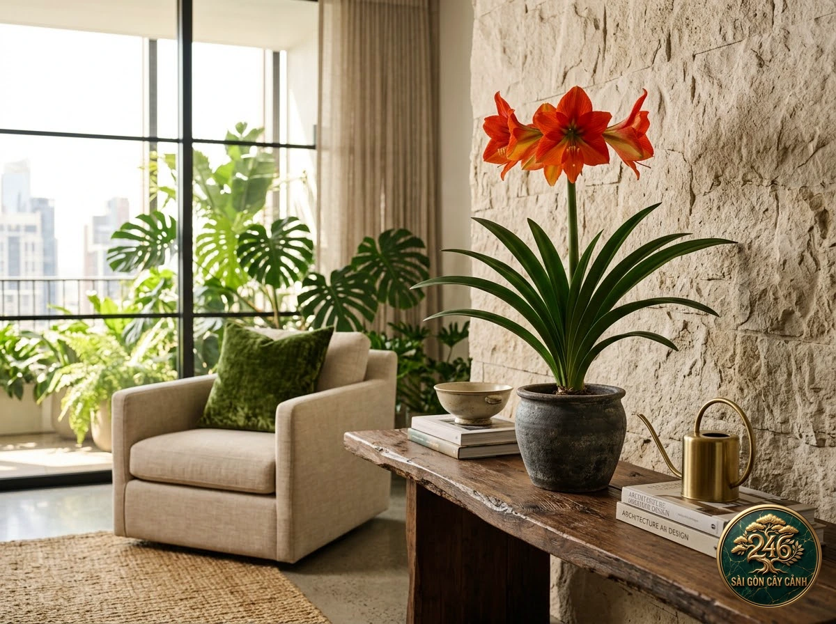 Hoa loa kèn đỏ nhiệt đới (Hippeastrum puniceum): bố trí trong không gian sống