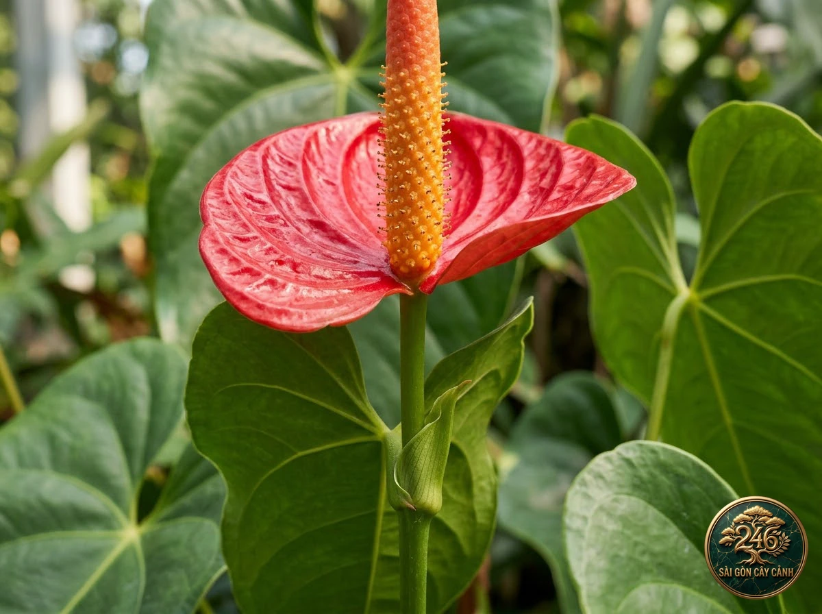 Hồng môn hoa đỏ ngọc (Anthurium andraeanum): đặc điểm nhận diện