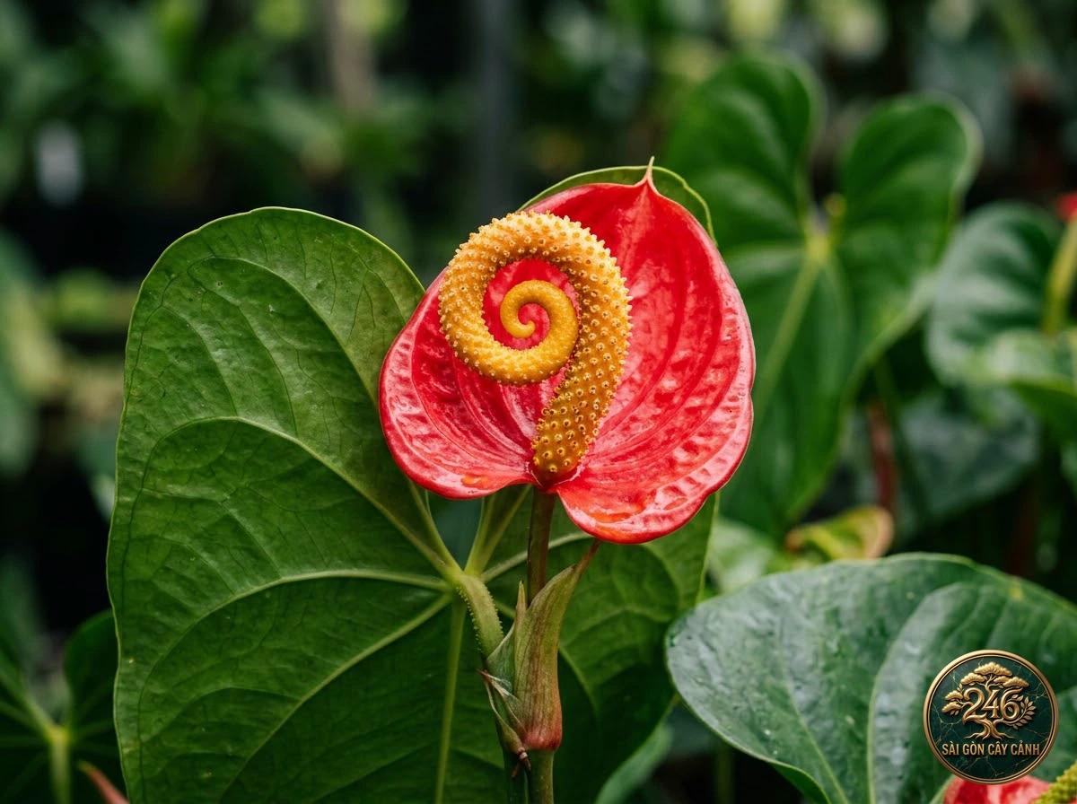 Pigtail anthurium (Anthurium scherzerianum): morphological identification