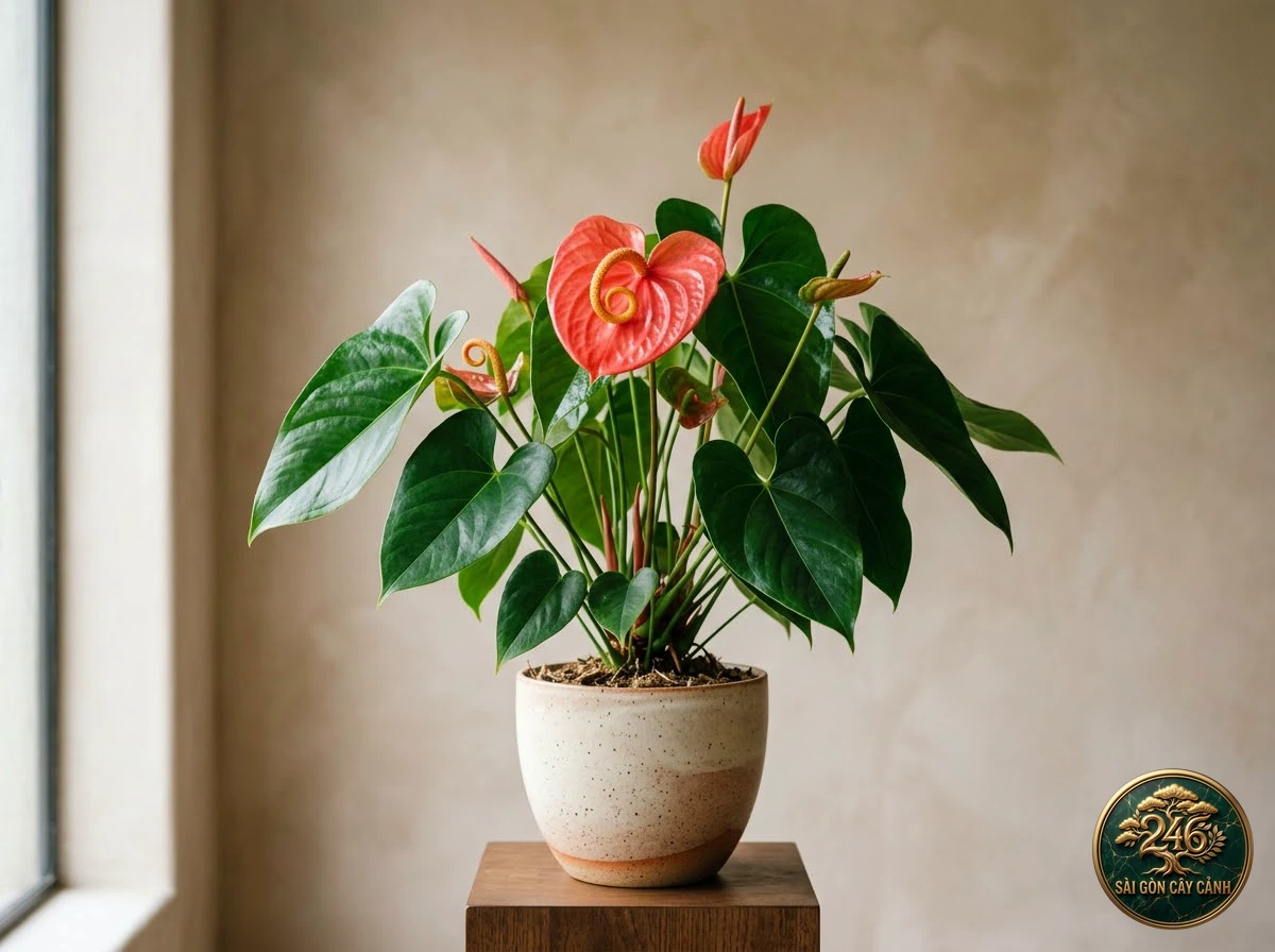 Hồng môn hoa xoăn đuôi heo (Anthurium scherzerianum): hình ảnh hồ sơ