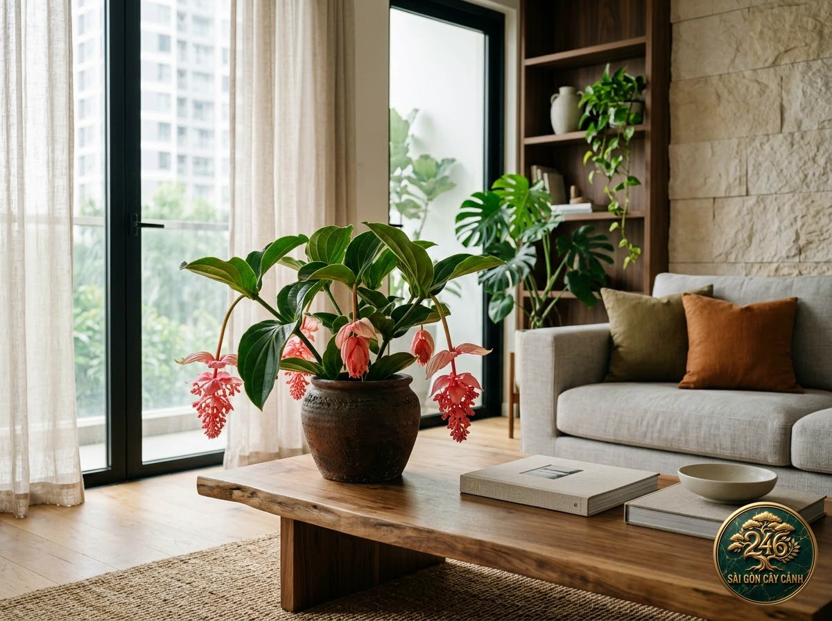 Cây hoa hồng ngọc san hô cam (Medinilla scortechinii): bố trí trong không gian sống
