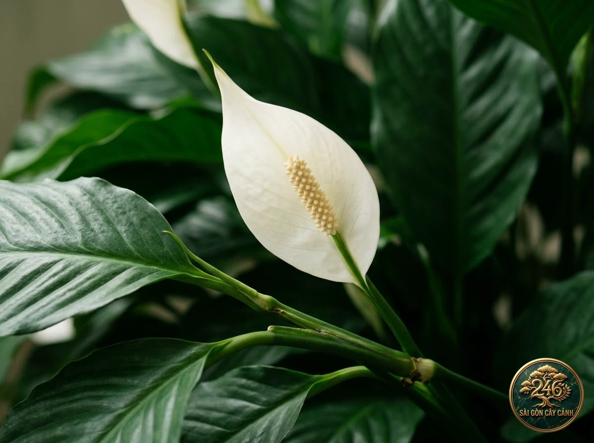 Peace lily wallisii (Spathiphyllum wallisii): morphological identification