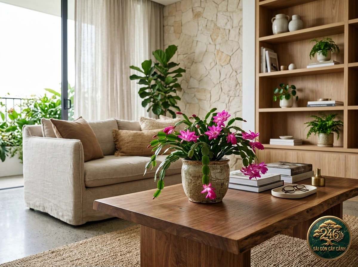 Holiday cactus (Schlumbergera russelliana): interior living-space styling