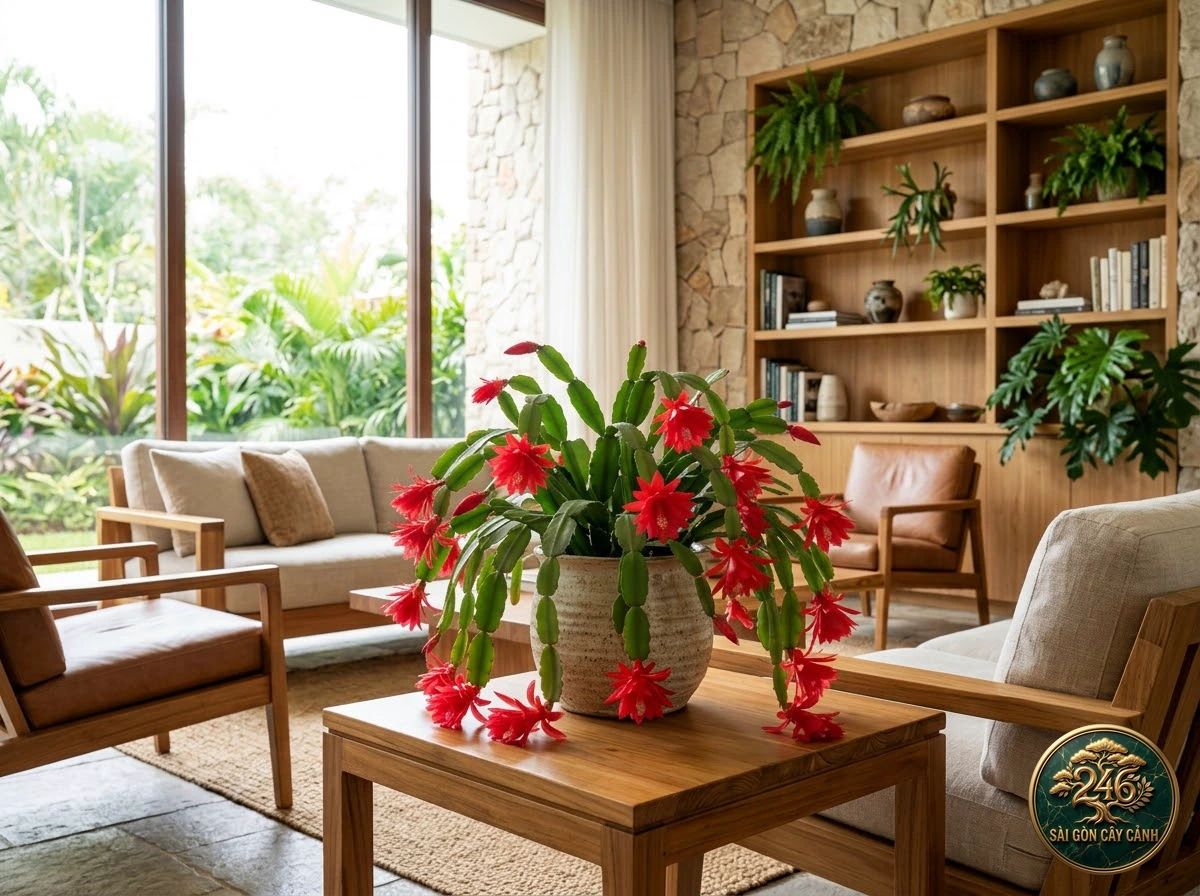 Easter cactus (Rhipsalidopsis gaertneri): interior living-space styling