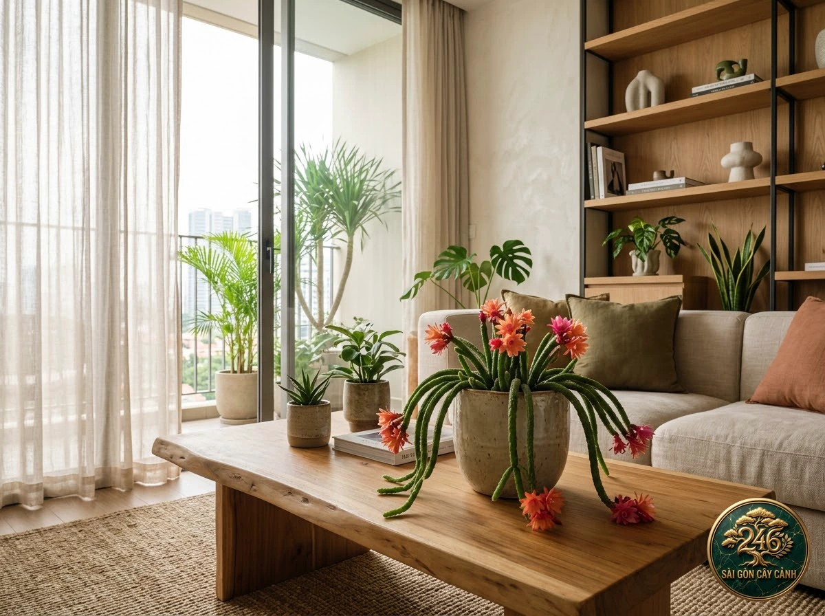Xương rồng san hô trụ (Hatiora cylindrica): bố trí trong không gian sống