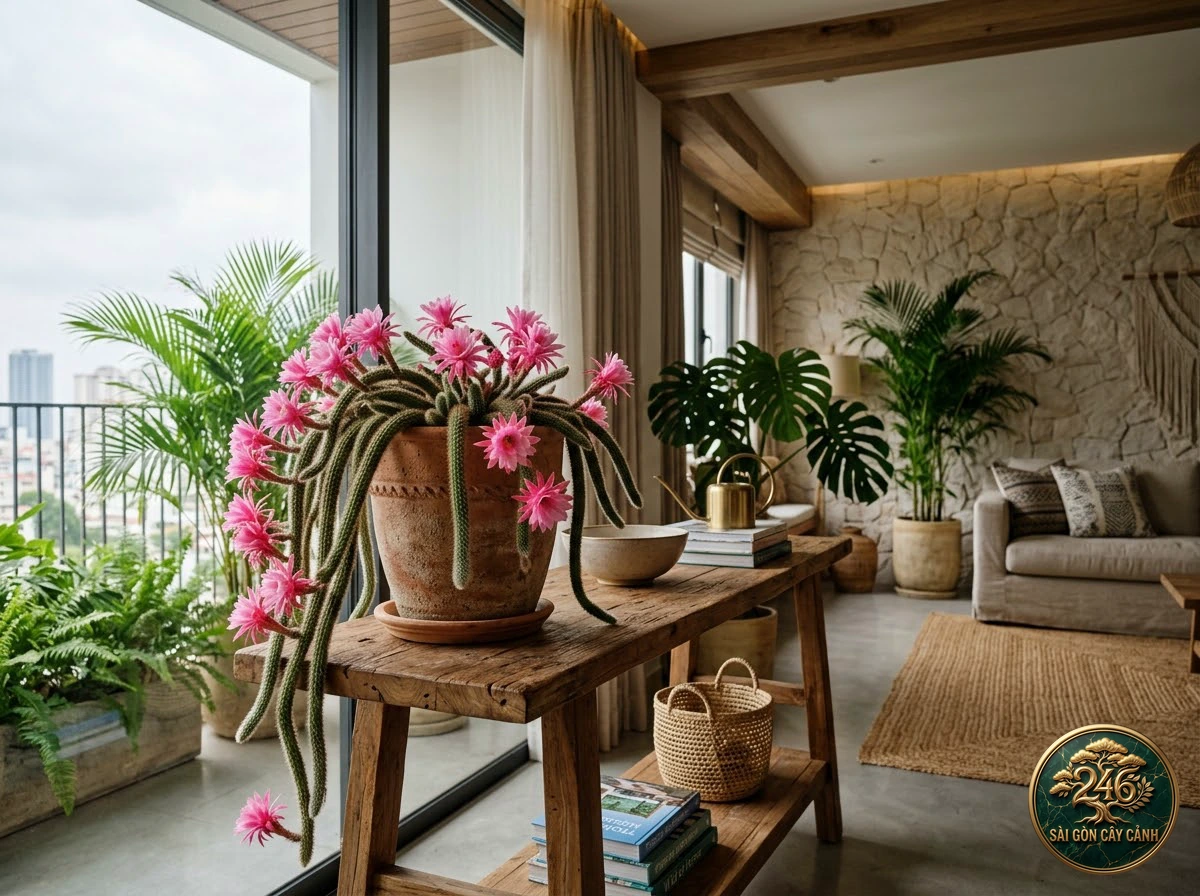 Rattail cactus (Disocactus flagelliformis): interior living-space styling