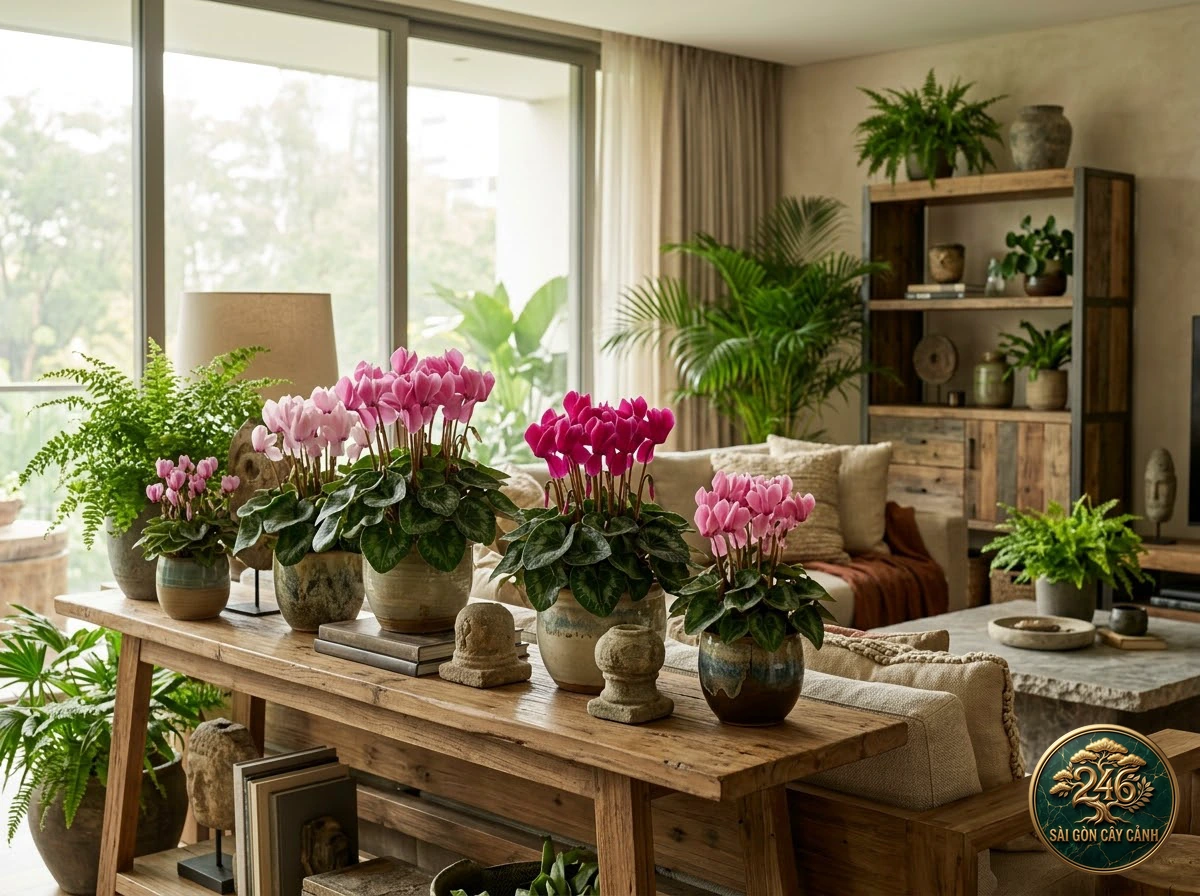 Persian cyclamen (Cyclamen persicum): interior living-space styling