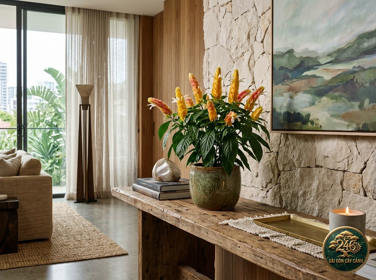 Golden shrimp plant (Pachystachys lutea): interior living-space styling