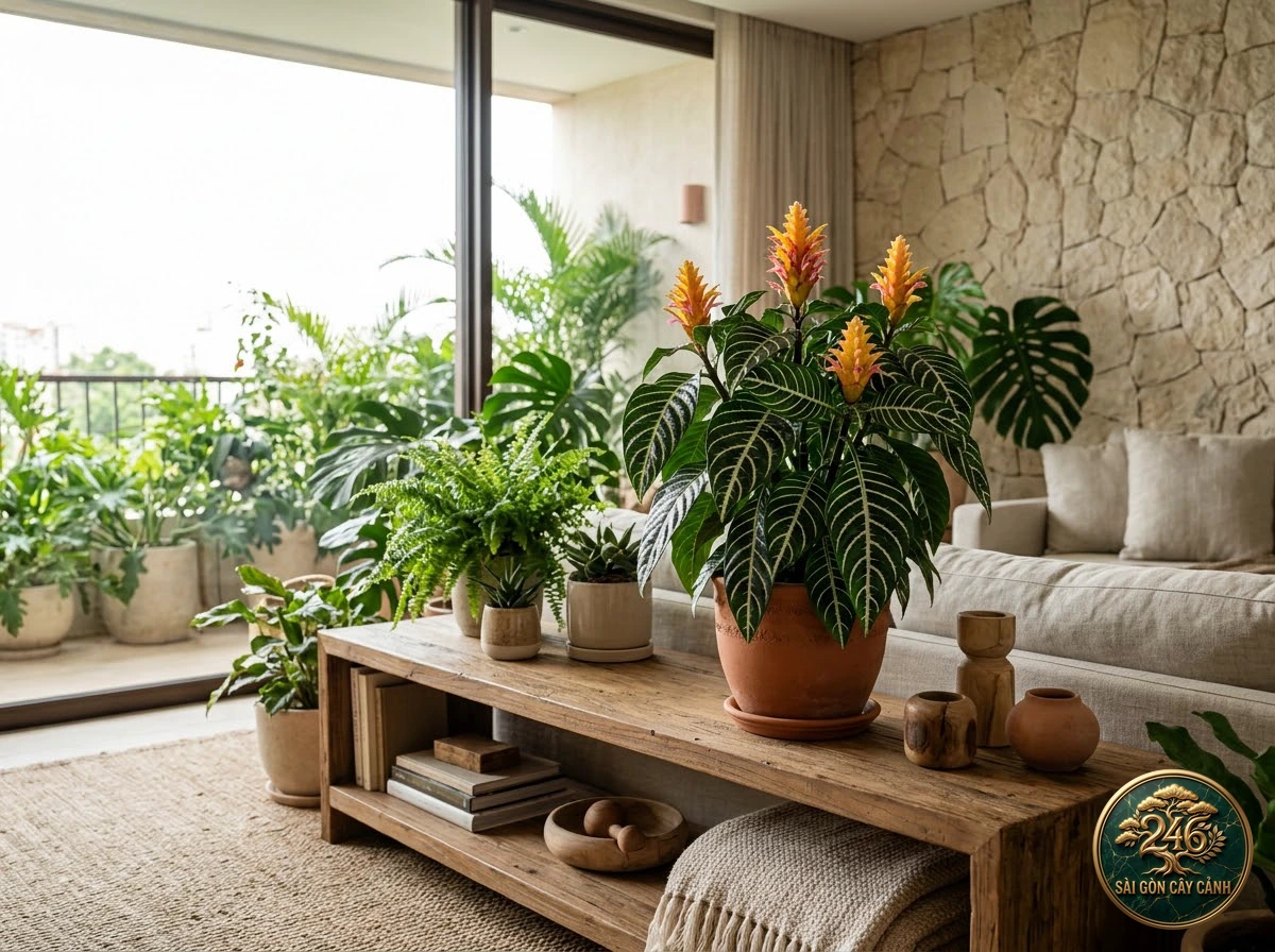 Zebra plant aphelandra (Aphelandra squarrosa): interior living-space styling
