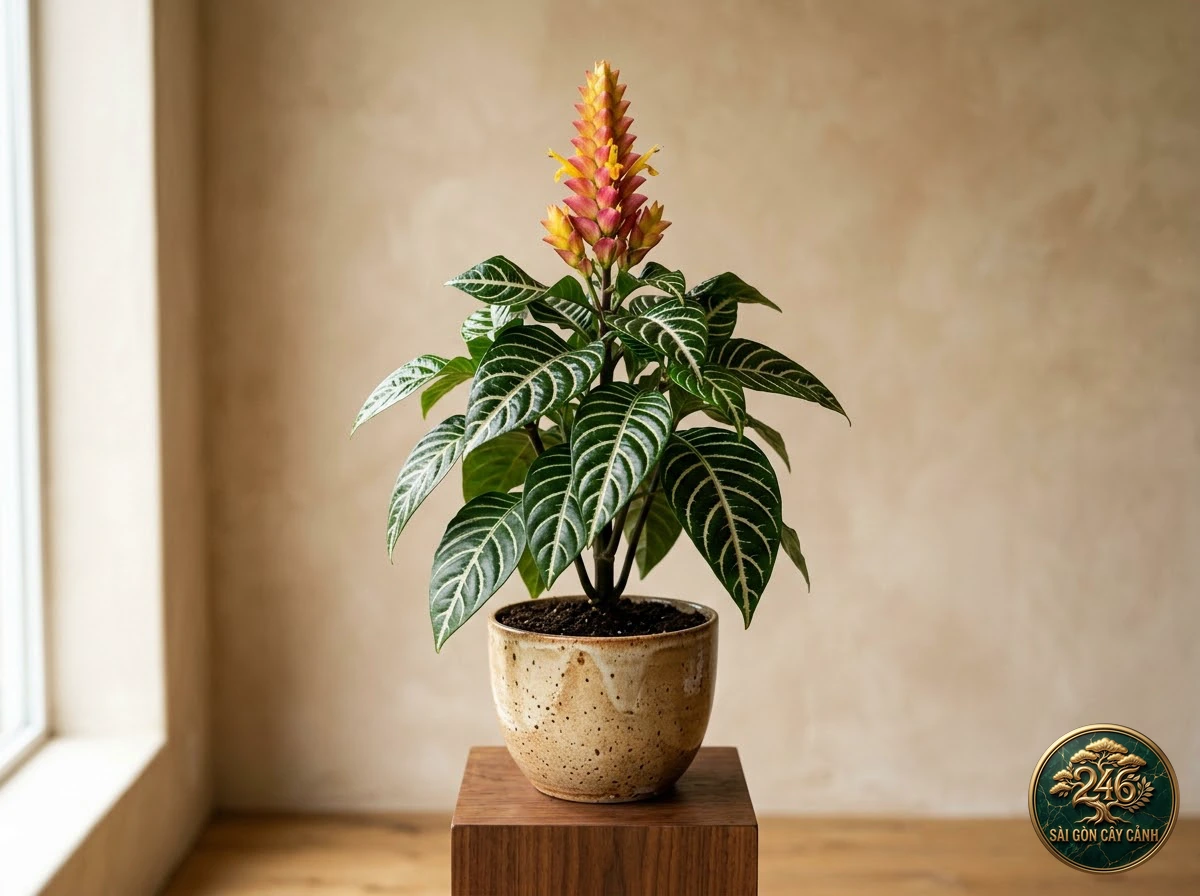 Cây hoa ngựa vằn lá sọc vàng (Aphelandra squarrosa): hình ảnh hồ sơ