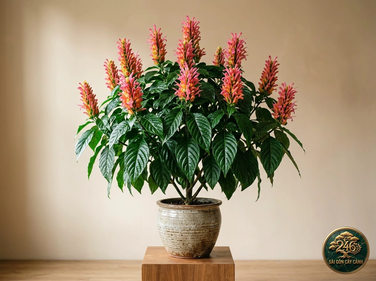 Cây hoa chùm lông hồng kiều bào (Jacobinia carnea): hình ảnh hồ sơ